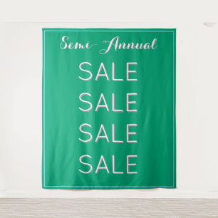 Halbjährliches Verkauf-Retail-Banner Blau Mall Grü Wandteppich