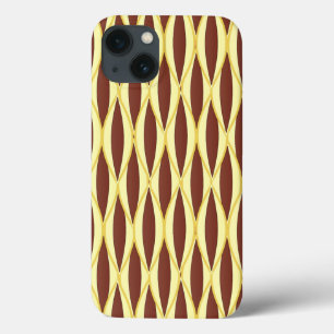 Halbjahrs-Flachbanddruck - braun und gold iPhone 13 Hülle