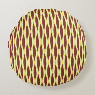 Halbjahrs-Flachbanddruck - braun und gold Rundes Kissen