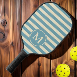 Halbjahrs Streifen warmes Aqua Nachmittagsmongramm Pickleball Schläger