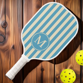 Halbjahrsstreifen Warmes Aqua Nachmittagsmongramm Pickleball Schläger