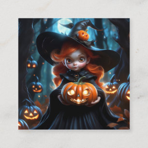Halbkörper einer niedlichen, charmanten Halloween- Quadratische Visitenkarte