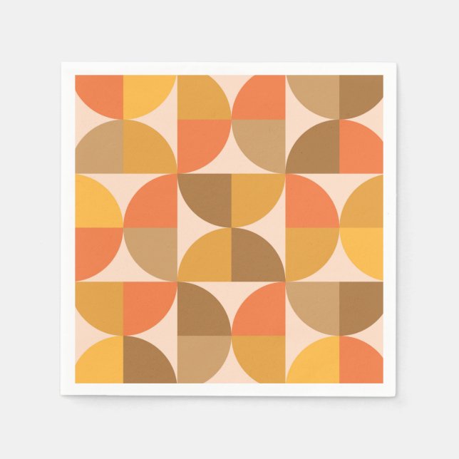 Halbkreise des orangen und braunen mittleren Jahrh Serviette (Vorderseite)