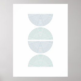 Halbkreise für Minimalistische Kunst in Blau und G Poster