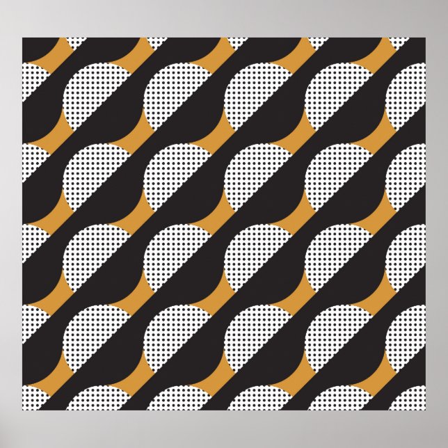 Halbkreise und Punkte, geometrisches Muster. Poster (Vorne)