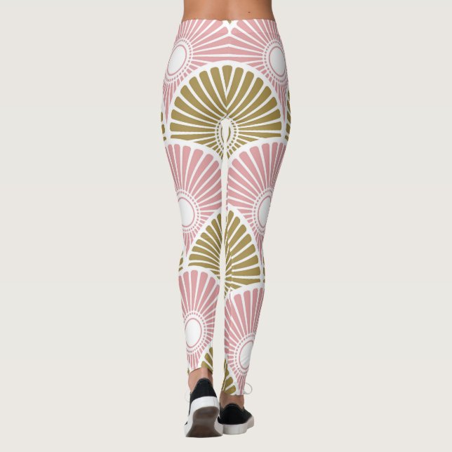 Halbkreismuster aus Messing und Rosa Leggings (Rückseite)