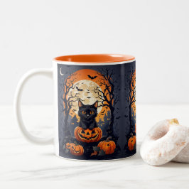 Halbkugel mit schwarzen Katzen Zweifarbige Tasse