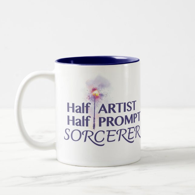 Halbkünstlerische Halbpromptsorzerin Zweifarbige Tasse (Links)