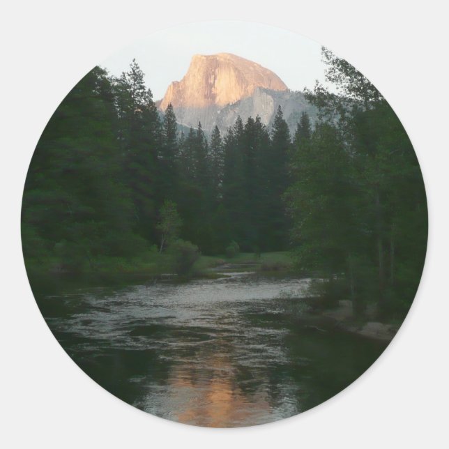 Halbkuppel Sonnenuntergang im Yosemite Nationalpar Runder Aufkleber (Vorderseite)