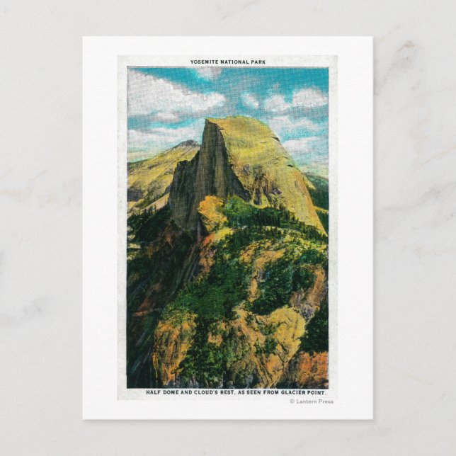 Halbkuppel und Cloud-Erholung von Glacier Point Postkarte (Vorderseite)
