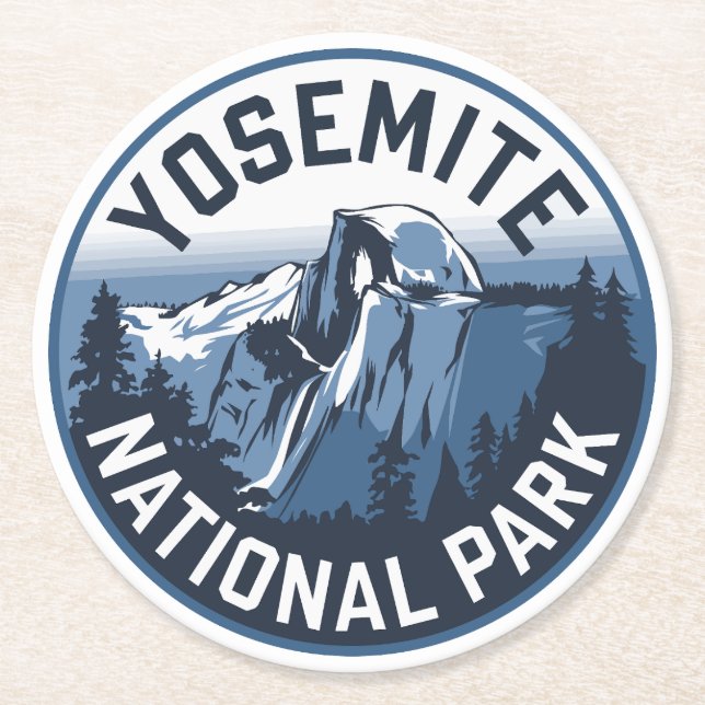 Halbkuppel Yosemite RundEmblem Runder Pappuntersetzer (Vorderseite)