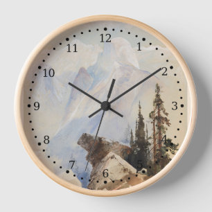 Halbkuppel Yosemite Wasserfarbengebirge Landschaft Uhr