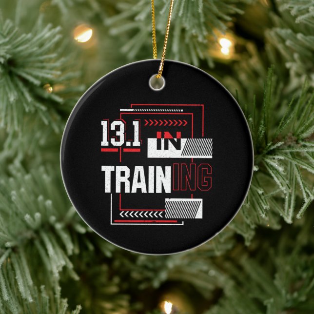 Halbmarathon 13.1 in Training Abstrakt Runner Keramik Ornament (Baum)