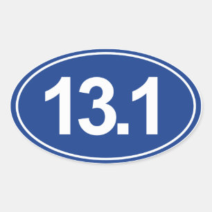 Halbmarathon 13,1 Meilen ovale Aufkleber-(blau) Ovaler Aufkleber