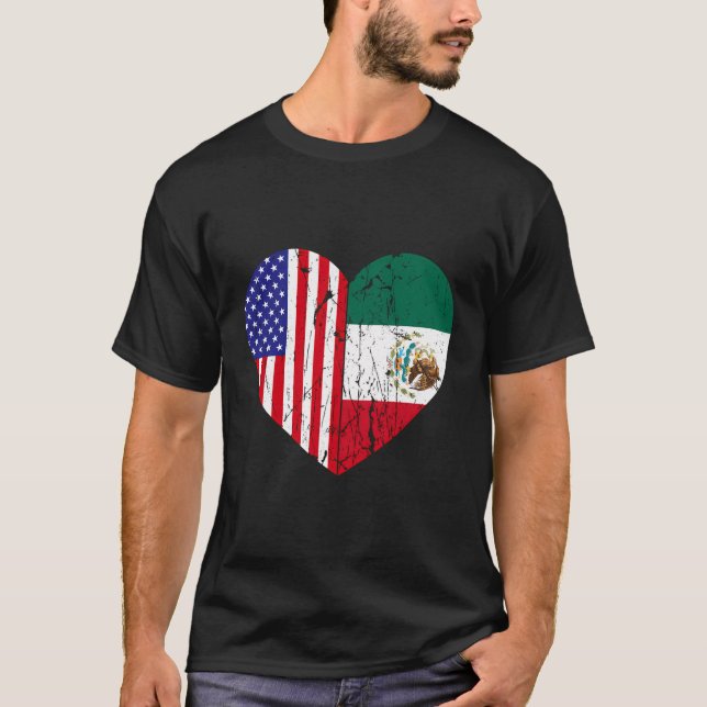 Halbmexiko Halbwertszeit amerikanische Roots Mens  T-Shirt (Vorderseite)