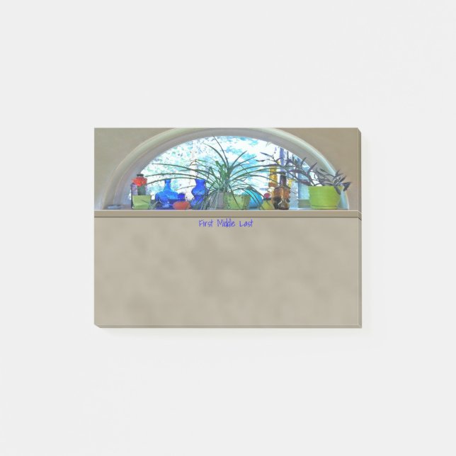 Halbmond-Fenster-Aquarell-Digital-Grafik Post-it Klebezettel (Vorderseite)