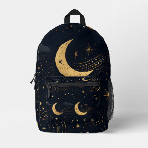 Halbmond in Schwarz und Gold Bedruckter Rucksack