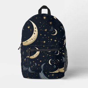 Halbmond in Schwarz und Gold Bedruckter Rucksack