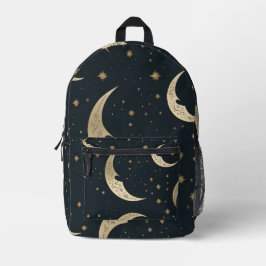 Halbmond in Schwarz und Gold Bedruckter Rucksack