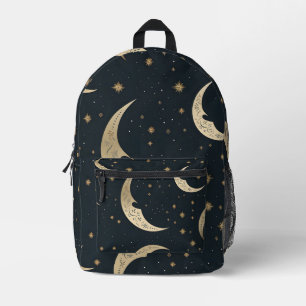 Halbmond in Schwarz und Gold Bedruckter Rucksack