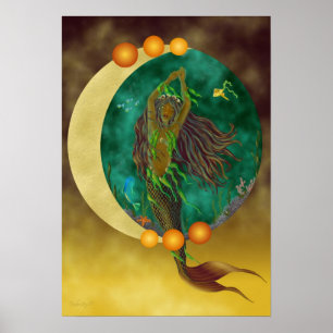 Halbmond Mermaid Print Poster