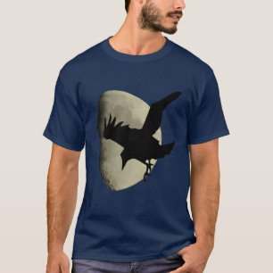 Halbmond mit fliegender Rabenkrähe Silhouette T-Shirt
