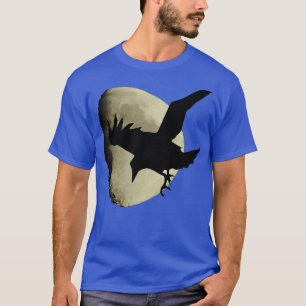 Halbmond mit fliegender roter Crow-Silhouette T-Shirt