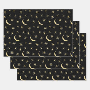 Halbmond Sterne Universum Weltraum Lover Astronomi Geschenkpapier Set