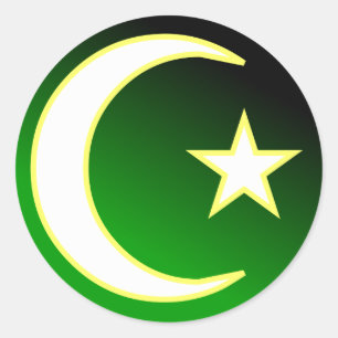 Halbmond u. Stern des Islams Runder Aufkleber