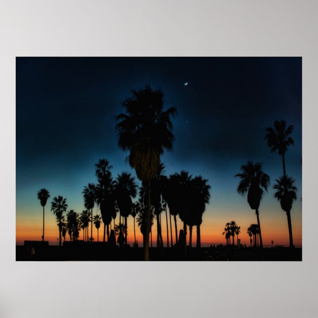 Halbmond und ein Stern auf Sonnenuntergang Poster (Vorne)
