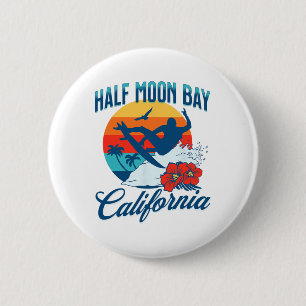 Halbmond Y Kalifornien Strand Surf Sommerferien Button