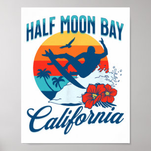 Halbmond Y Kalifornien Strand Surf Sommerferien Poster