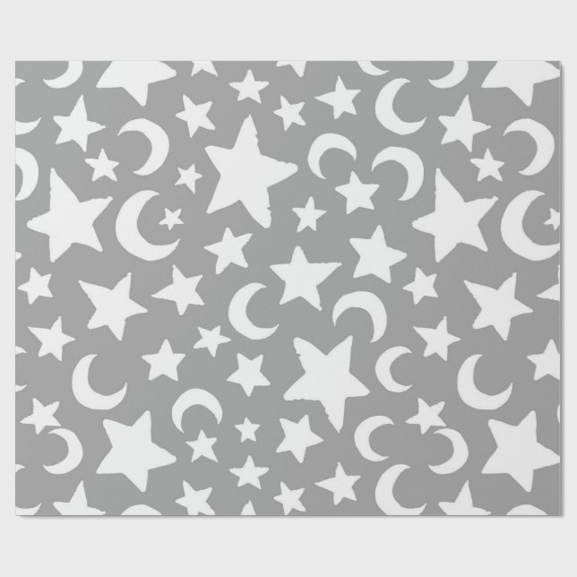 Halbmonde und Sterne Geschenkpapier (Flach)