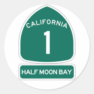 HALBMOON BAY ROUND STICKER CA1 HIGHWAY SIGN