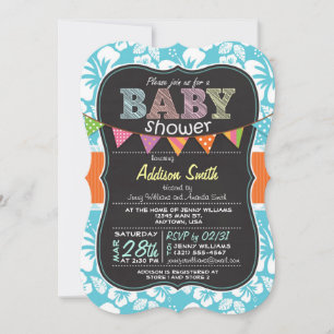 Halbpension aussehen Babydusche; Tropical Blue Einladung