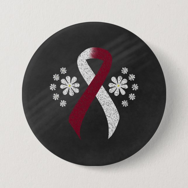 Halbpension Burgund und Elfenbein Ribbon Button (Vorderseite)