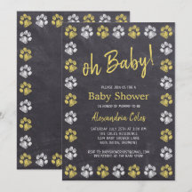 Halbpension Graue gelbe Paw Print Baby Dusche