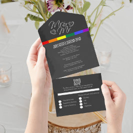 Halbpension Hochzeit Doodle Herzen Mr. und Mr. All In One Einladung