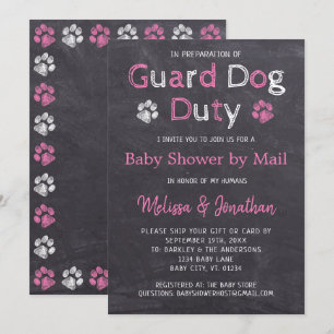 Halbpension Hund Pink Girl Babydusche per Post Einladung