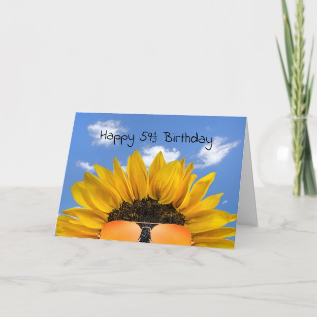 Halbpension Sonnenblume und Sonnenbrille Karte (Vorderseite)