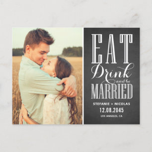 Halbpension trinken und Save the Date Verheiratet  Ankündigungspostkarte