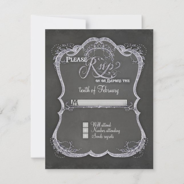 Halbpension Typografisches Leaf Swirl Rustikale Ho RSVP Karte (Vorderseite)