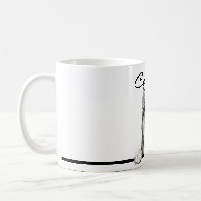 Halbrealistischer Siberian Husky Vollumwicklung 11 Kaffeetasse (Links)