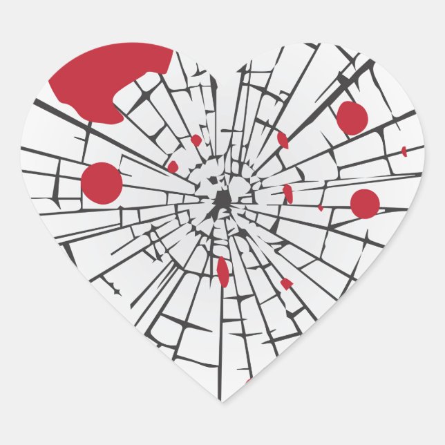 halbröckiges Glas Herz-Aufkleber (Vorderseite)