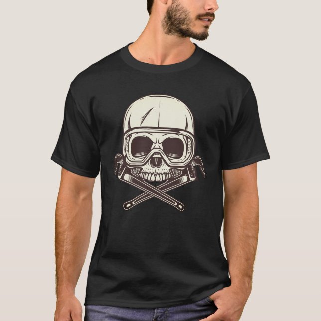 Halbschädel in Brillen mit Bauschlüssel T-Shirt (Vorderseite)