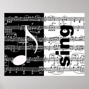 Halbschwarz/Weiß-Musik Poster