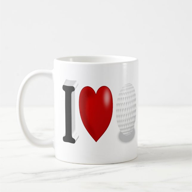 Halbtext-Tasse des Golffans Kaffeetasse (Links)