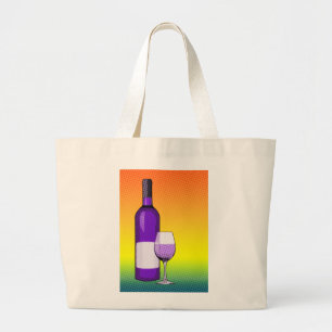 Halbton-Comic-Weinglas und Flasche Jumbo Stoffbeutel