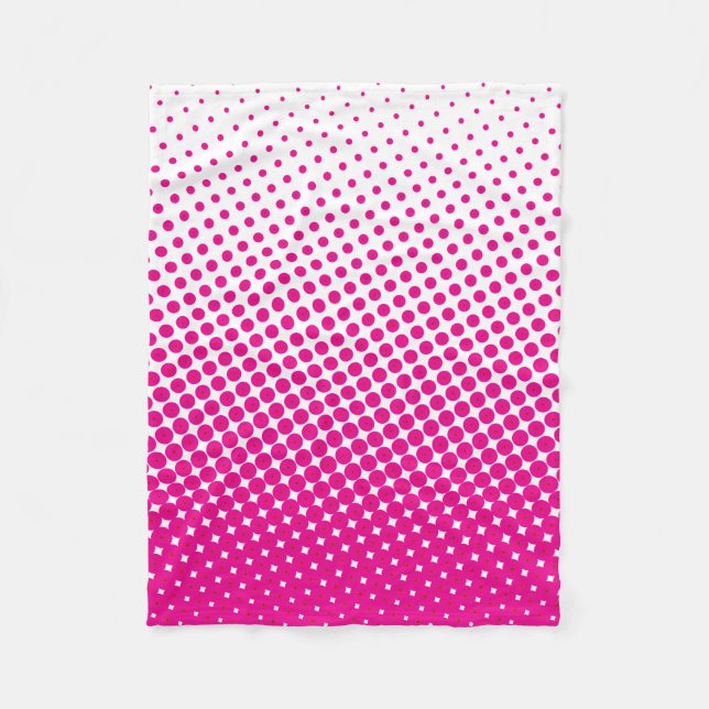 Halbton Pop Art Dot Muster Rosa und Weiß Fleecedecke (Vorderseite)