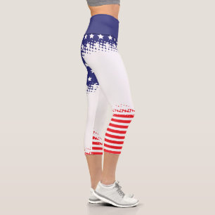 Halbton-Sterne und Streifen Capri Leggings